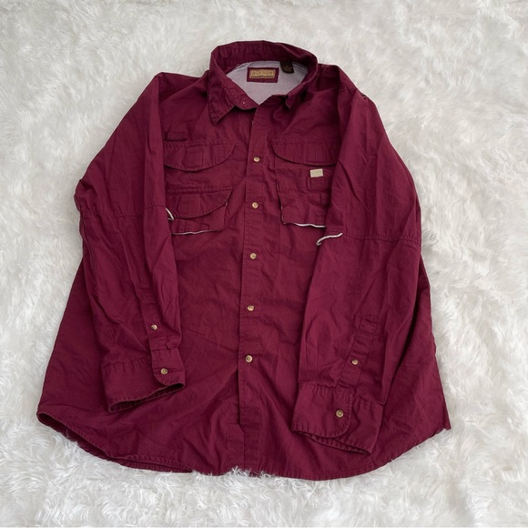 Rock Point Fishing Shirt Men’s 2XL Burgundy 100% Cotton - Picture 2 of 6